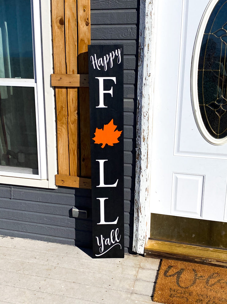 Reversible Happy Fall Yall/Happy Halloween outdoor front door/porch wooden sign. Large Halloween fall decor wooden sign for your front door