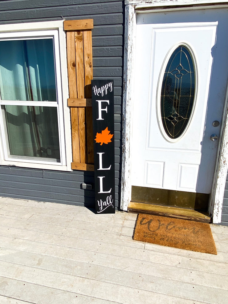 Reversible Happy Fall Yall/Happy Halloween outdoor front door/porch wooden sign. Large Halloween fall decor wooden sign for your front door