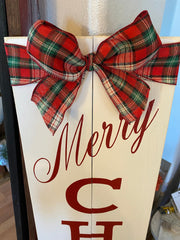 Rustic Merry Christmas Door Sign / Festive Christmas front porch/entryway wooden door sign / Large Merry Christmas front door wood sign