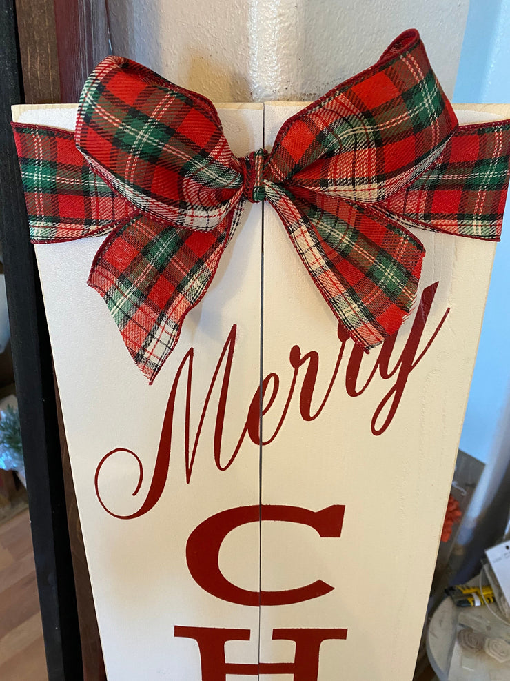 Rustic Merry Christmas Door Sign / Festive Christmas front porch/entryway wooden door sign / Large Merry Christmas front door wood sign