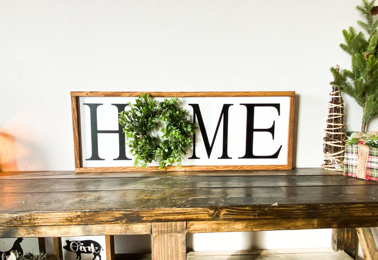 Personalized framed home sign with wreath / Rustic farmhouse wall decor / Last name frame sign / Housewarming gift / Custom home with name