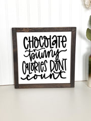 Chocolate Bunny Calories Don't Count Framed Easter Decor Home Sign / Funny Easter Decor Sign / Cute Easter, Spring Decor Sign / Funny Sign