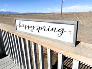 Happy Spring decor frame sign / Farmhouse style spring sign / Spring time wooden home decor sign / Long spring framed sign / Country sign