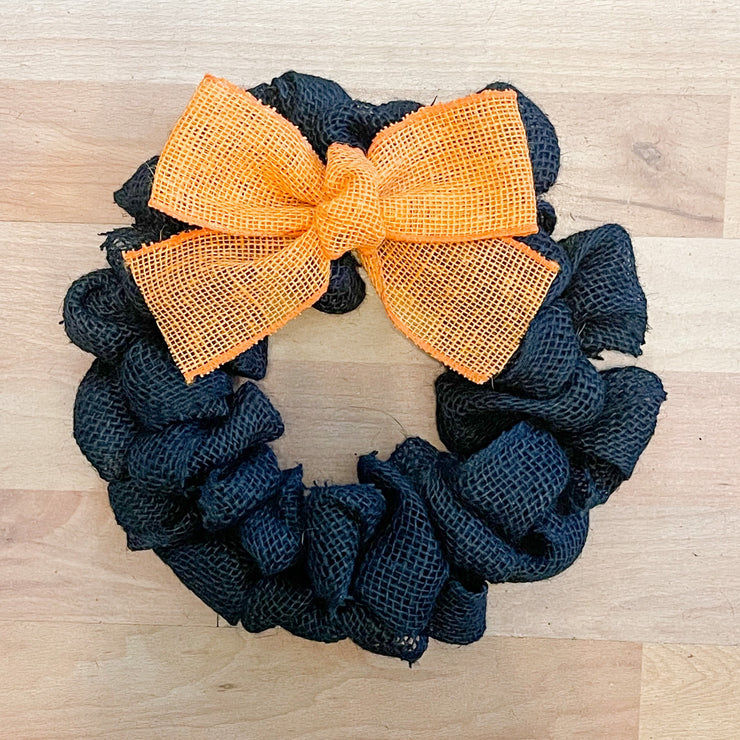 Custom black burlap wreath / 10 inch burlap wreath / 16 inch burlap wreath / Small burlap wreath for home sign / Burlap door wreath with bow