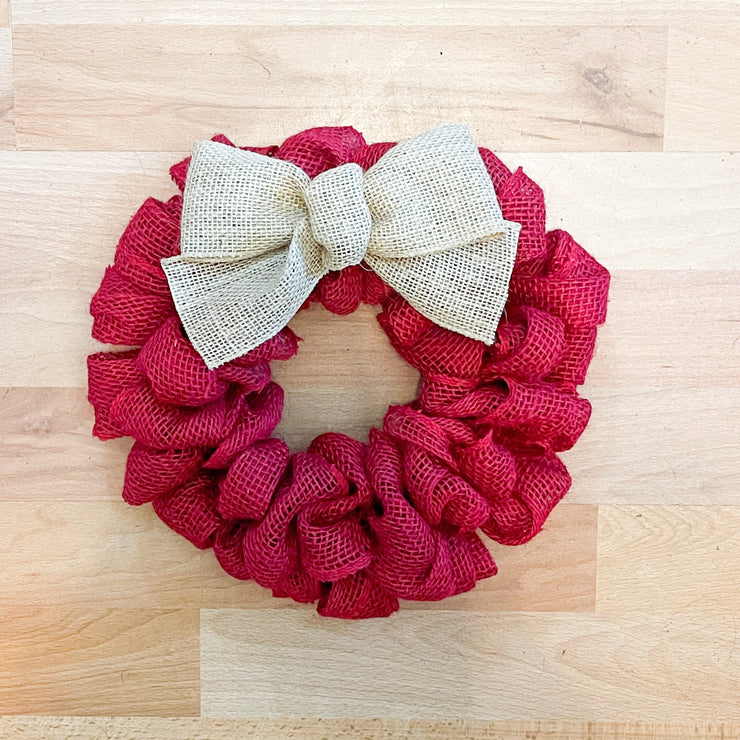 Custom red burlap wreath / 10 inch burlap wreath / 16 inch burlap wreath / Small burlap wreath for home sign / Burlap door wreath with bow