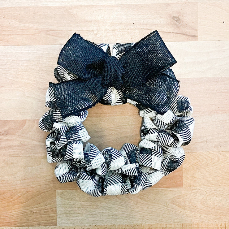 Black & White Checkered burlap wreath / 10 in burlap wreath / 16 in wreath / Small burlap wreath for home sign / Burlap door wreath with bow