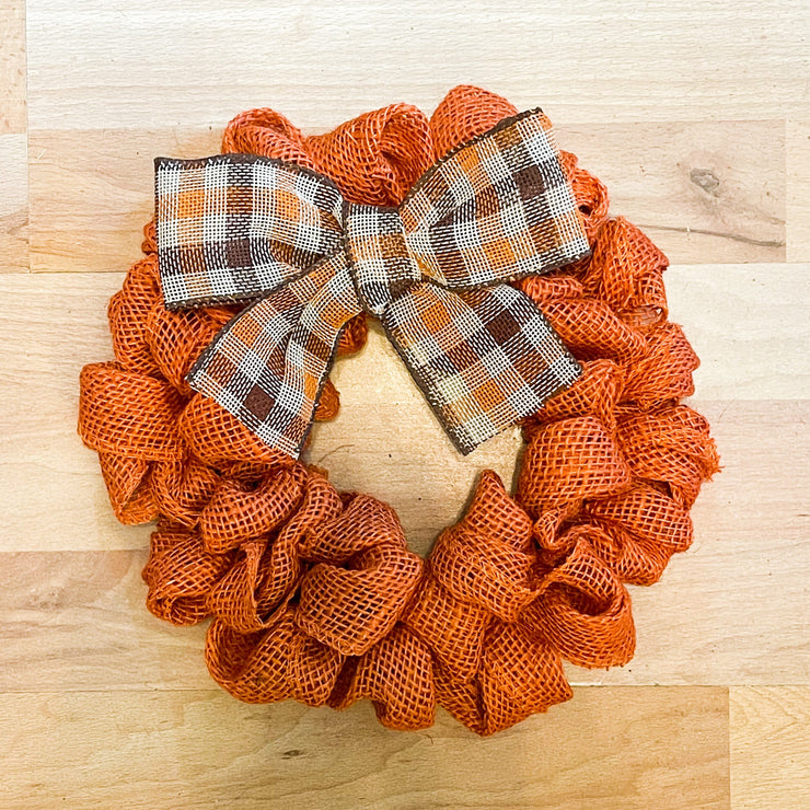 Custom orange burlap wreath / 10 inch burlap wreath / 16 inch burlap wreath / Small burlap wreath for home sign / Burlap door wreath bow