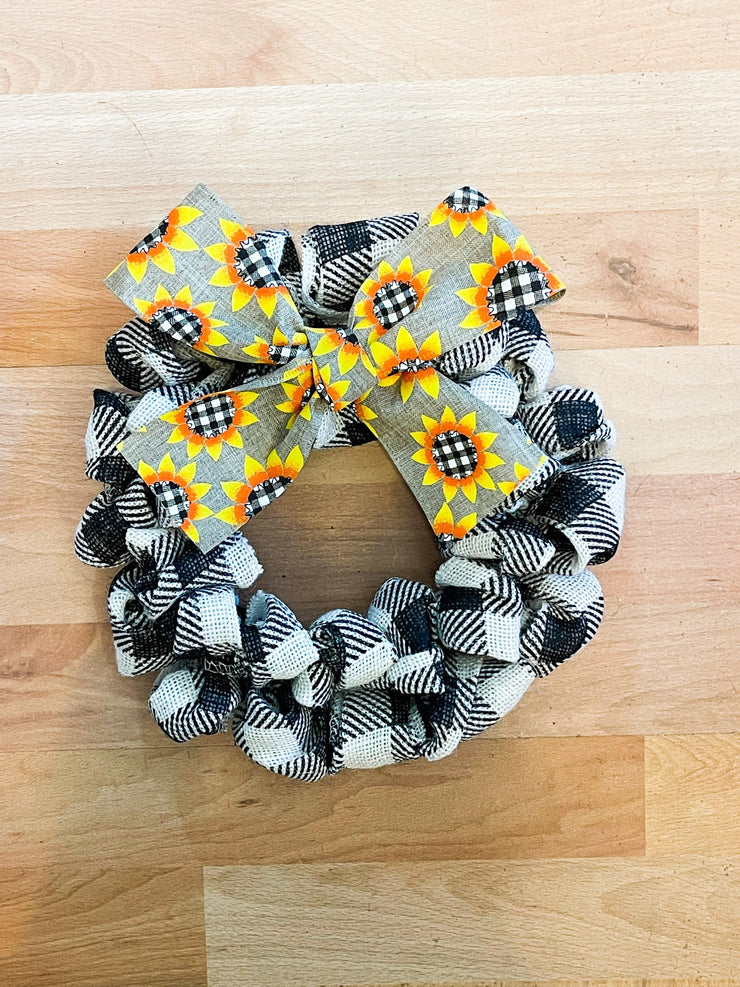 Black & White Checkered burlap wreath / 10 in burlap wreath / 16 in wreath / Small burlap wreath for home sign / Burlap door wreath with bow