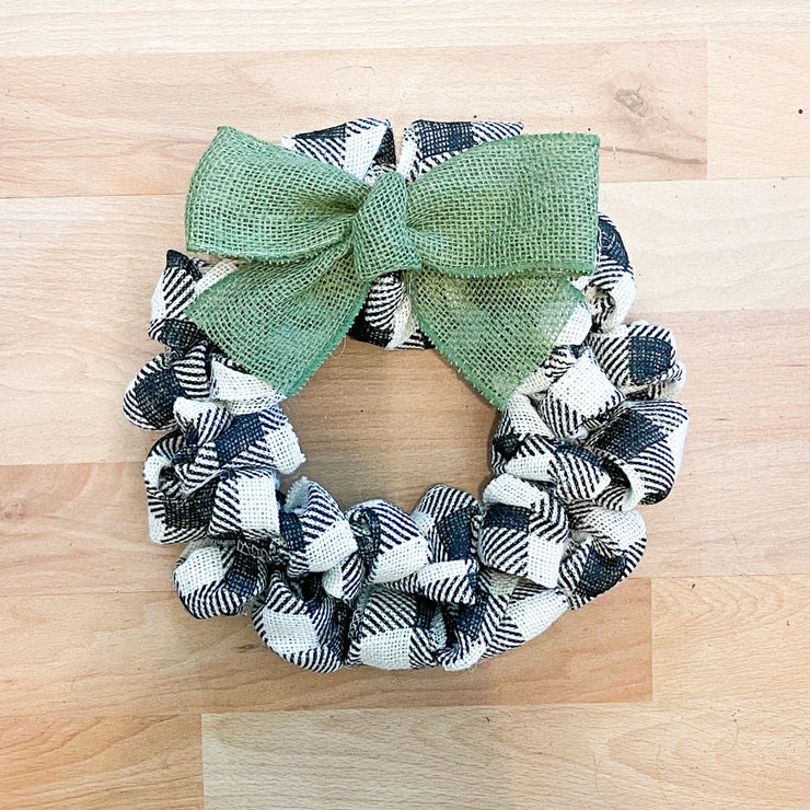 Black & White Checkered burlap wreath / 10 in burlap wreath / 16 in wreath / Small burlap wreath for home sign / Burlap door wreath with bow