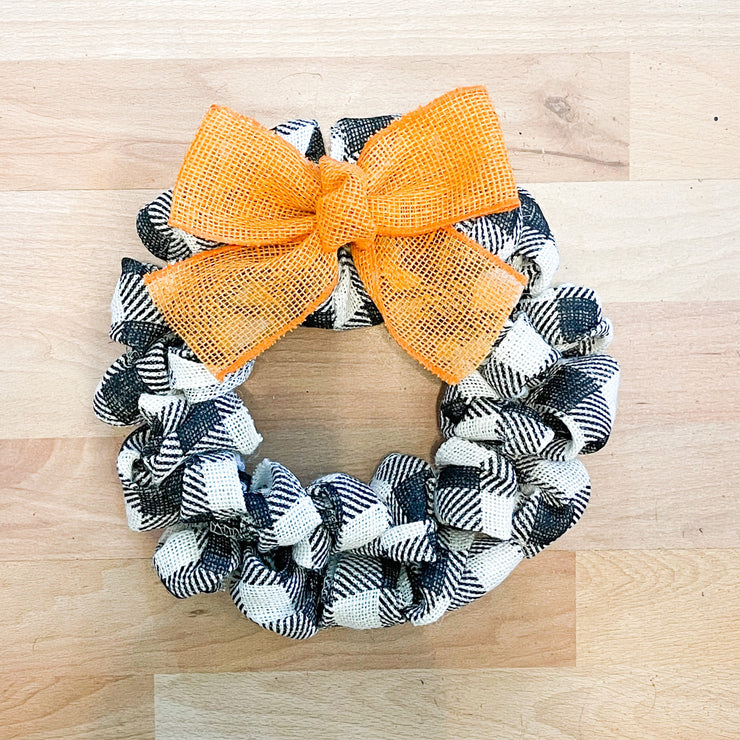 Black & White Checkered burlap wreath / 10 in burlap wreath / 16 in wreath / Small burlap wreath for home sign / Burlap door wreath with bow