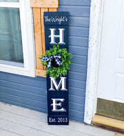 Home sign with wreath / Last name home sign / Personalized home sign / Front door sign / Welcome to our home sign / Custom wreath door sign
