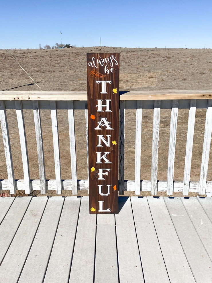 Reversible Trick or Treat/Always be Thankful outdoor front door/porch wooden sign. Large Halloween fall decor wood sign for your front door