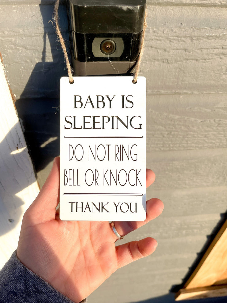Baby is sleeping do not ring bell or knock door sign / Ring doorbell sign / Small baby sleeping don't disturb sign for ring doorbell sign