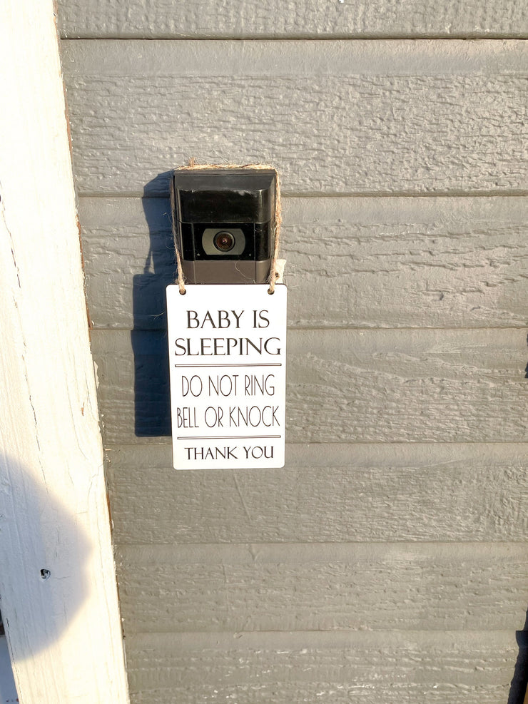 Baby is sleeping do not ring bell or knock door sign / Ring doorbell sign / Small baby sleeping don't disturb sign for ring doorbell sign