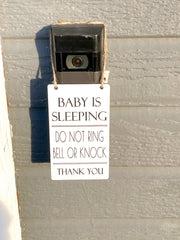 Baby is sleeping do not ring bell or knock door sign / Ring doorbell sign / Small baby sleeping don't disturb sign for ring doorbell sign
