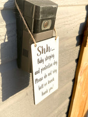 Shh.. Baby sleeping do not ring bell or knock door sign / Ring doorbell sign / Small baby sleeping don't disturb sign for ring doorbell sign