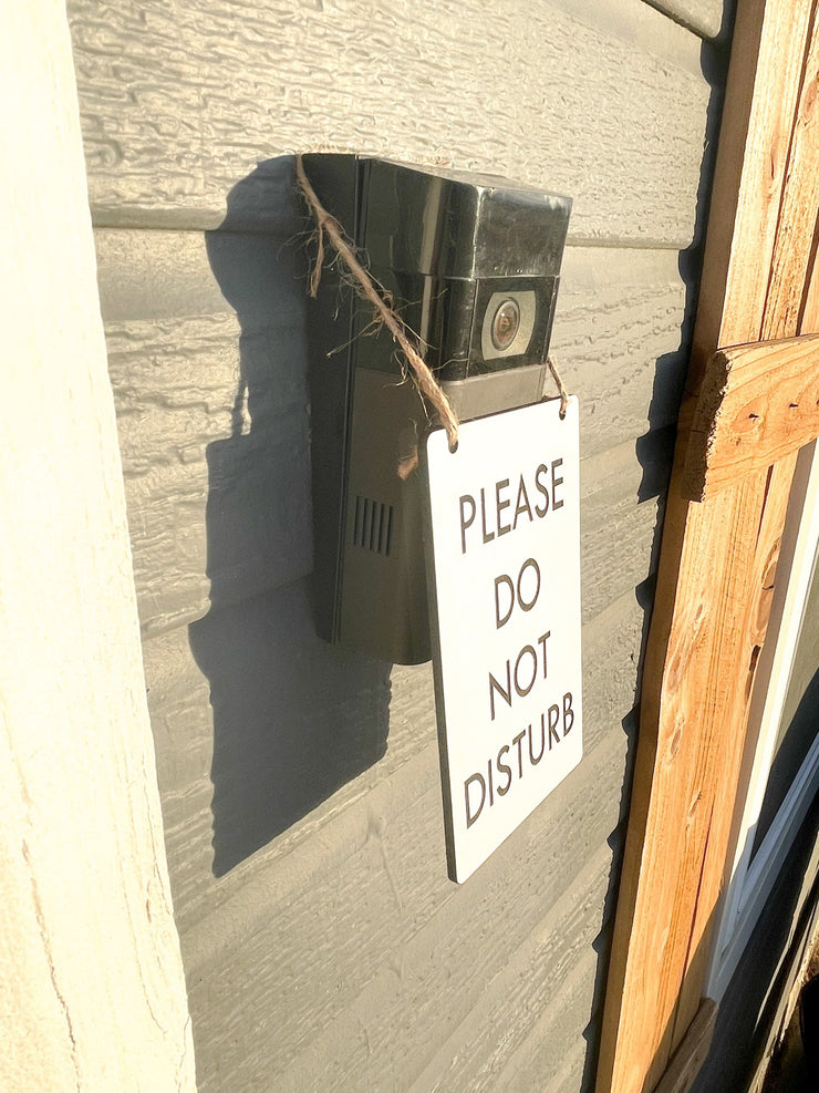 No soliciting / Do not disturb bold ring doorbell sign / Small hanging front door please do not disturb sign / Wooden engraved door sign