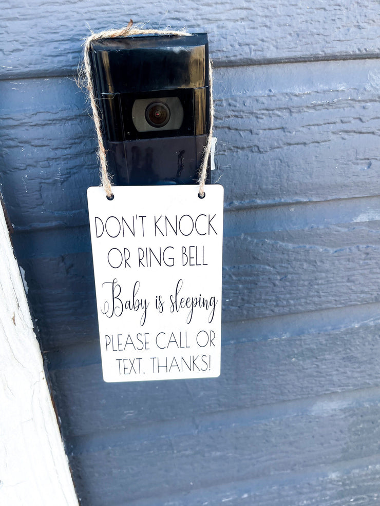 Amazon.com: Baby Sleeping Sign for Front Door Decorations Hanging - Do Not  Knock or Ring Doorbell - No Soliciting Please Don't Disturb 6 x 12 : Home &  Kitchen