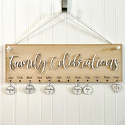 Family Celebrations hanging sign / Family Birthdays & Anniversary chip sign / Personalized 3D engraved family sign with birthday chips