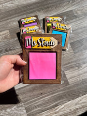 Teacher gift sticky note holder / Personalized Teacher name gift / End of the year gift / Teacher appreciation / Custom / Gift from student