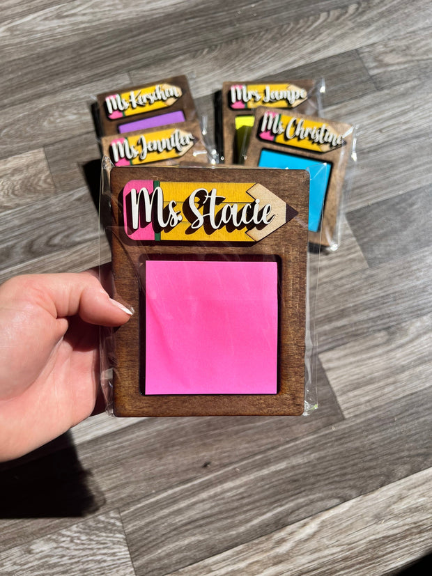 Teacher gift sticky note holder / Personalized Teacher name gift / End of the year gift / Teacher appreciation / Custom / Gift from student