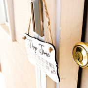 Nap time do not ring bell or knock door sign / Ring doorbell sign / Protective dogs will bark, mom will yell! / Small hanging wood sign