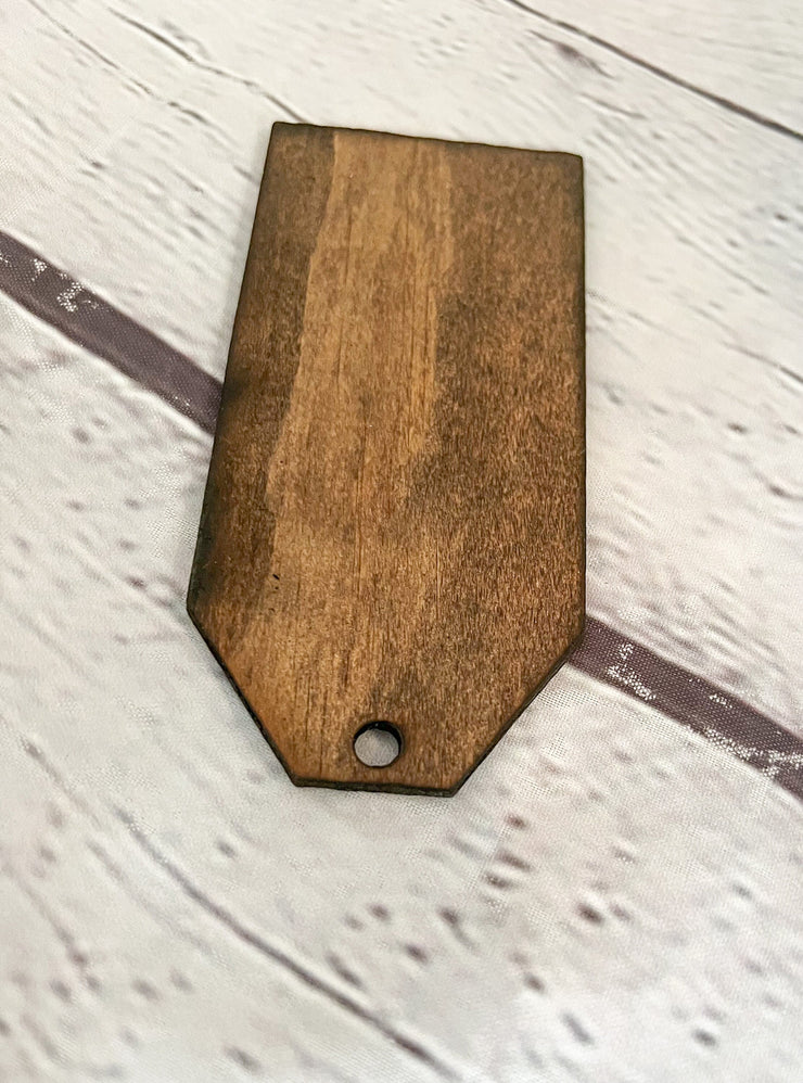 Blank stocking tag - Wooden tag - Stained blank wood tag - Name tag - Christmas tag