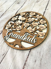 Grandkids family tree name sign / Grandchildren tree with engraved hearts / Mother’s Day gift / Nana / Mimi / Grandma, Grandpa gift